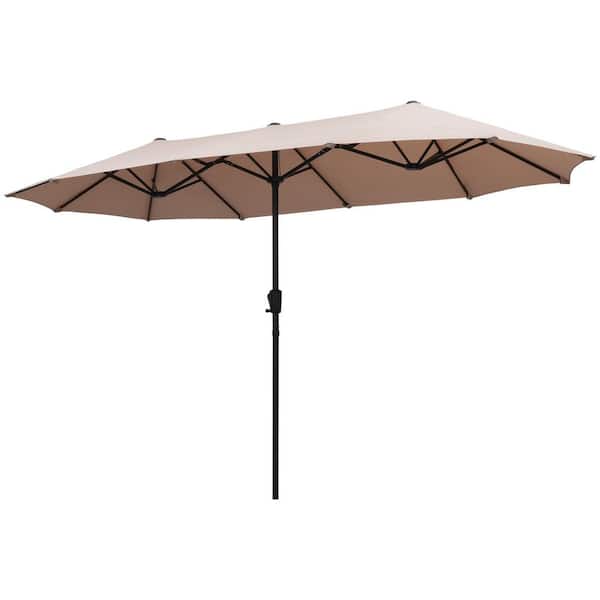 13 ft. Steel Market Patio Umbrella 2-Side in Khaki