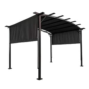 12 ft. x 9 ft. Grey Outdoor Pergola Patio Gazebo with Retractable Shade Canopy (Gazebo)