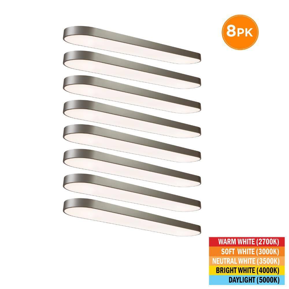 8-Pack 4 ft. x 10 in. Satin Nickel LED Flush Mount Ceiling Light Fixture 2700K 3000K 3500K 4000K 5000K 4000 Lumens price history on PriceWatchPro