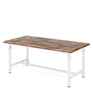 Moronia 62 in. Rectangle Brown Wooden Computer Desk Writing Desk Workstation with White Metal Frame for Home Office