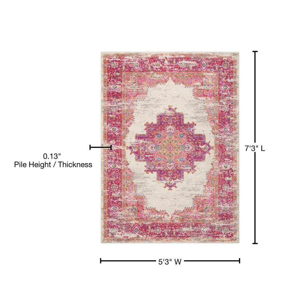 Ivory Elegance Floral Synthetic 5' x 7' Easy-Care Area Rug
