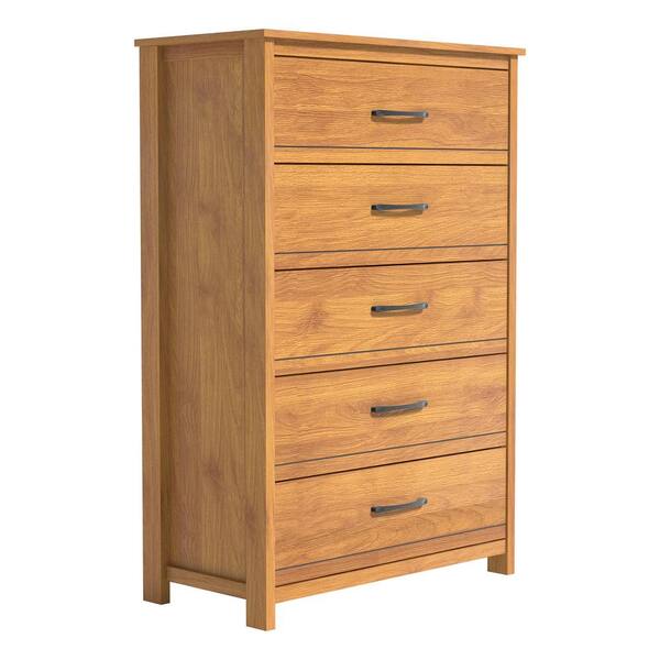 GALANO Kellie Amber Walnut 5-Drawer 31.5 in. Wide Chest of