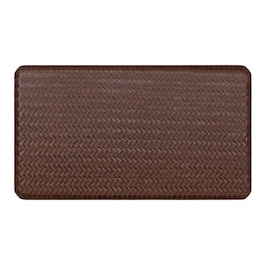 Woven Faux Leather Brown 18 in. x 30 in. Indoor Comfort Kitchen Mat