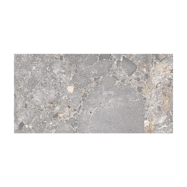 Kaia Terrima Grey 12 in. x 24 in. Stone Look Semi-Polished Porcelain Wall and Floor Tile (9.69 sq. ft./ Case)