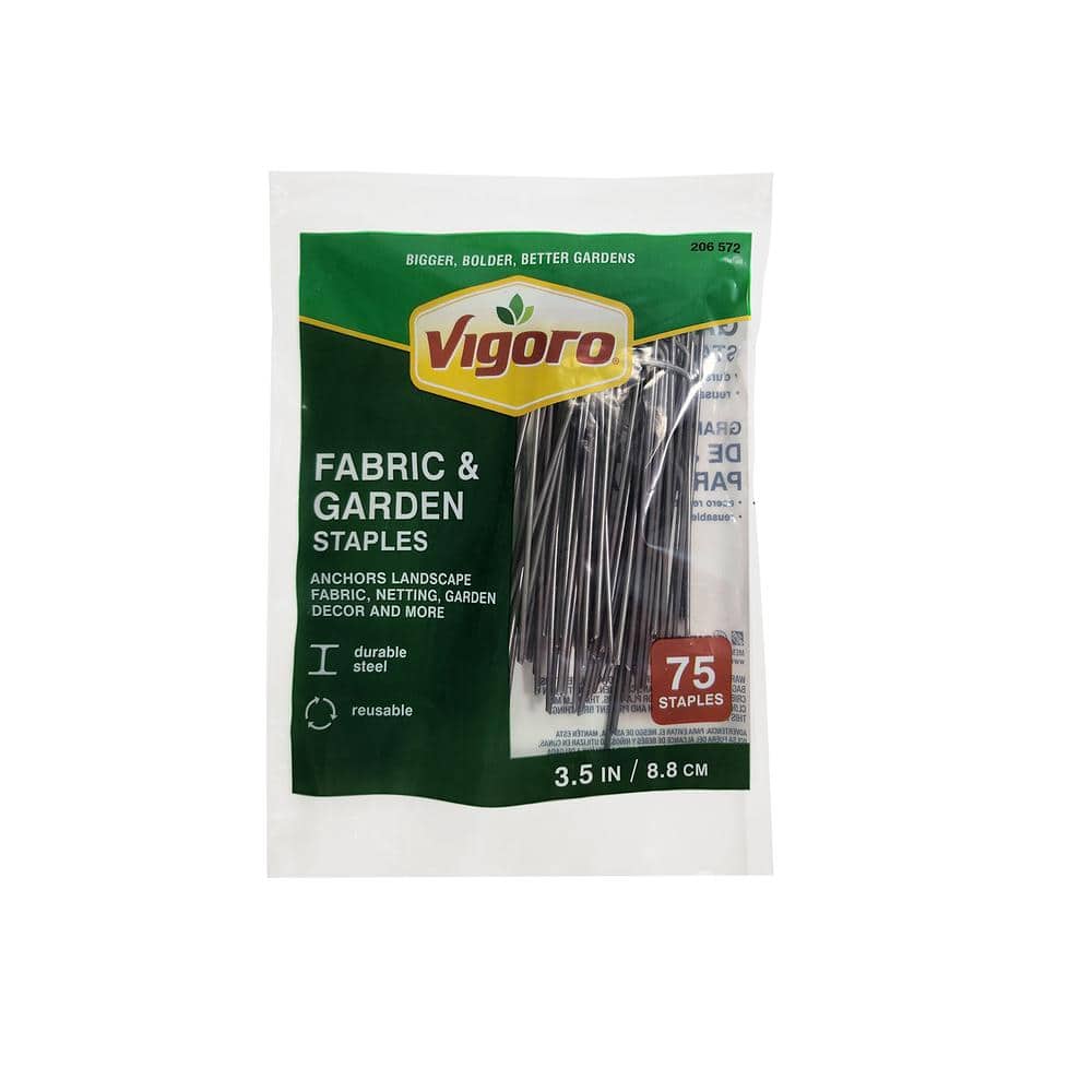 Vigoro - 3.5 in. Weed Barrier Landscape Fabric Garden Staples (75-Pack)