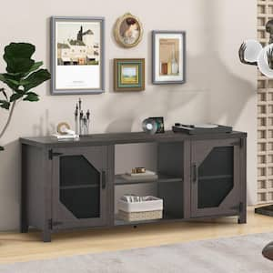 Dark Oak TV Stand Fits TV's up to 65 in. with 3 Levels Adjustable Shelves