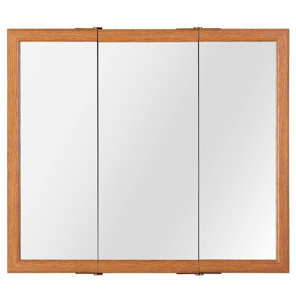 Design House Armadietto Classico Tri View Con 3 Ante A Specchio, Legno, Bianco, 76,2x11,4x61 Cm, Ripiani Regolabili