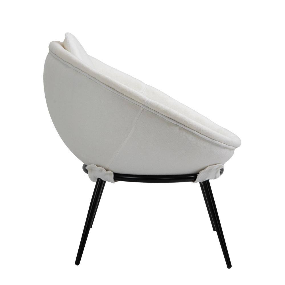 White Fiberglass Bowl Accent Chair with Cushions