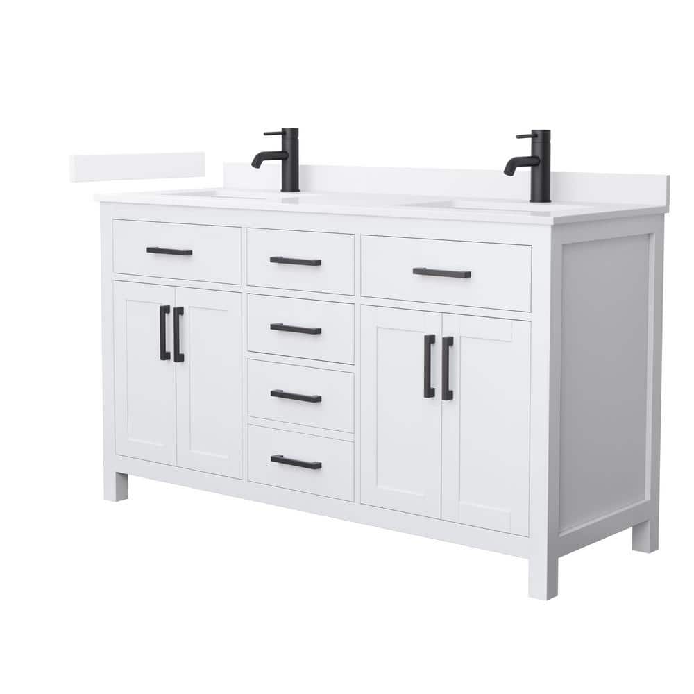Beckett 60 in. Double Freestanding White Bath Vanity with White Quartz Top (Assembled) price history on PriceWatchPro