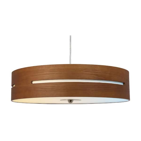 Sunlite 20 in. Brushed Nickel Wood Selectable LED Dimmable Round Drum Semi Flush Mount