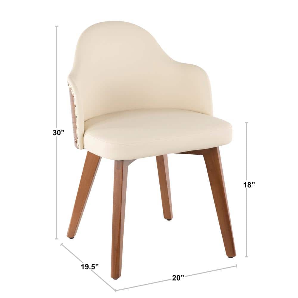 Ahoy Contemporary Cream Faux Leather Side Chair with Walnut Legs