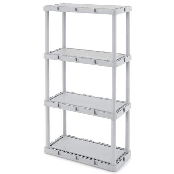 Unbranded Gray 4-Tier Plastic Resin Garage Storage Shelving Unit (24 in. W x 48 in. H x 12 in. D)