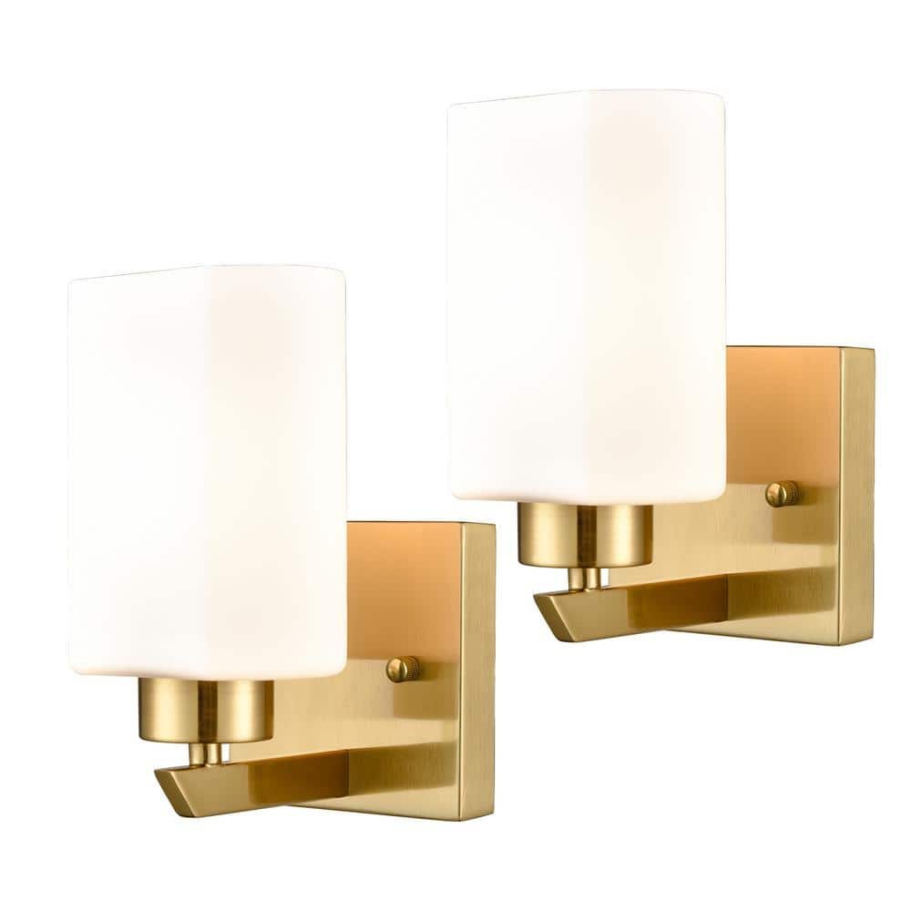 CLAXY 10.79 in. 1-Light Gold Modern Wall Sconce with Standard Shade SH ...