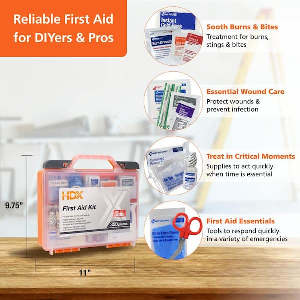 HDX 328-Piece ANSI Rated First Aid Kit 52247 - The Home Depot