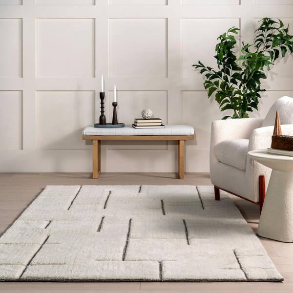 nuLOOM Off White 8 ft. x 10 ft. Masami Contemporary High-Low