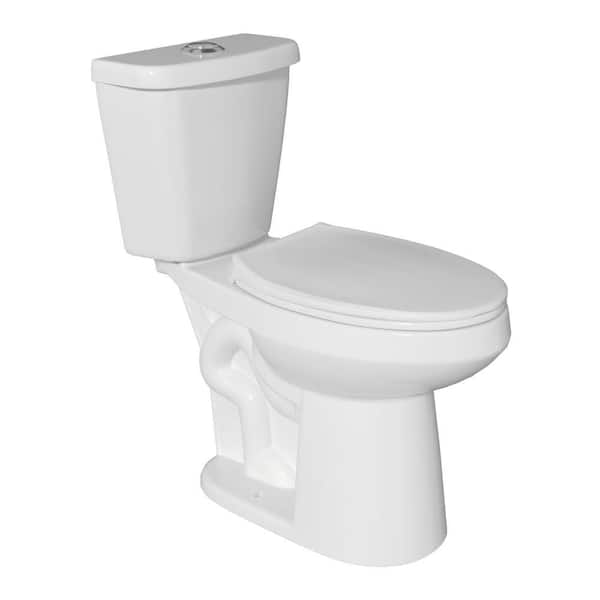 17 in. Toilet ADA Chair Height Two-Piece Toilet 1.1/1.6 GPF Dual Flush Elongated Toilet in White With Soft-Close Seat