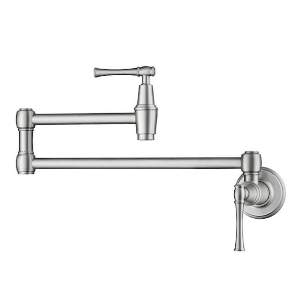 Allyn Wall Mount Pot Filler Kitchen Faucet with Retractable Arm in Spot-Free Stainless Steel