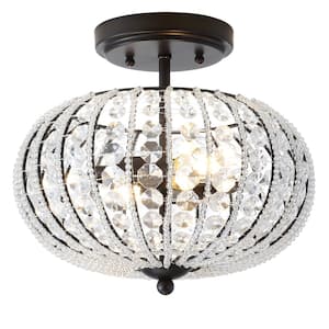 Catalina 11.7 in. Oil Rubbed Bronze/Crystal Metal /Acrylic LED Semi-Flush Mount
