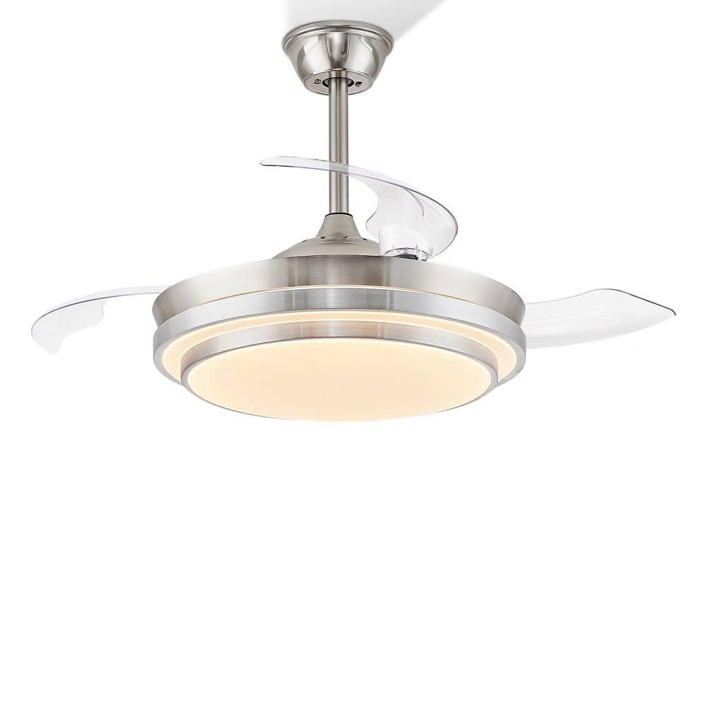 HINNIXY 42 in. Indoor Brushed Nickel Downrod 3-Colors 6-Speeds LED  Retractable Ceiling Fan with Light Kit and Remote Control Y22FSD0012-2801HD  - The Home Depot