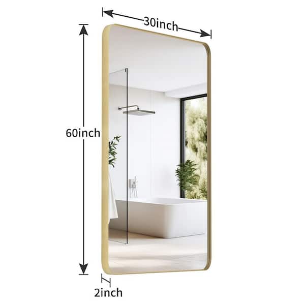 60 in. W x 30 in. H Framed Rectangular Gold Mirror for Living Room