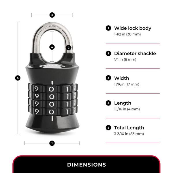 Master Lock 1535D Combination Padlock - Resettable 4-Dial School Locker Lock