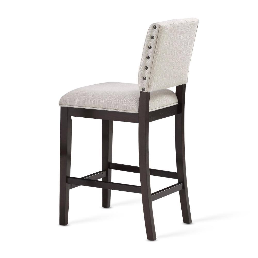 Lynwood Transitional Cream & Walnut Wood Counter Stool, 26-inch
