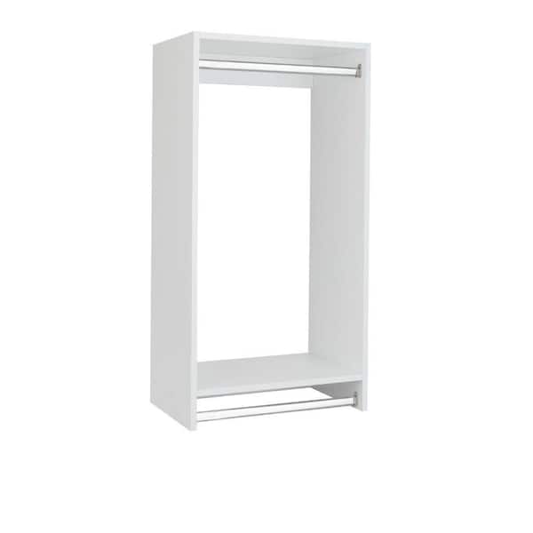 Vista Collection 19.5 in. W White Closet Kit Double Hanging Wall Mounted 2-Shelf Wood Closet System