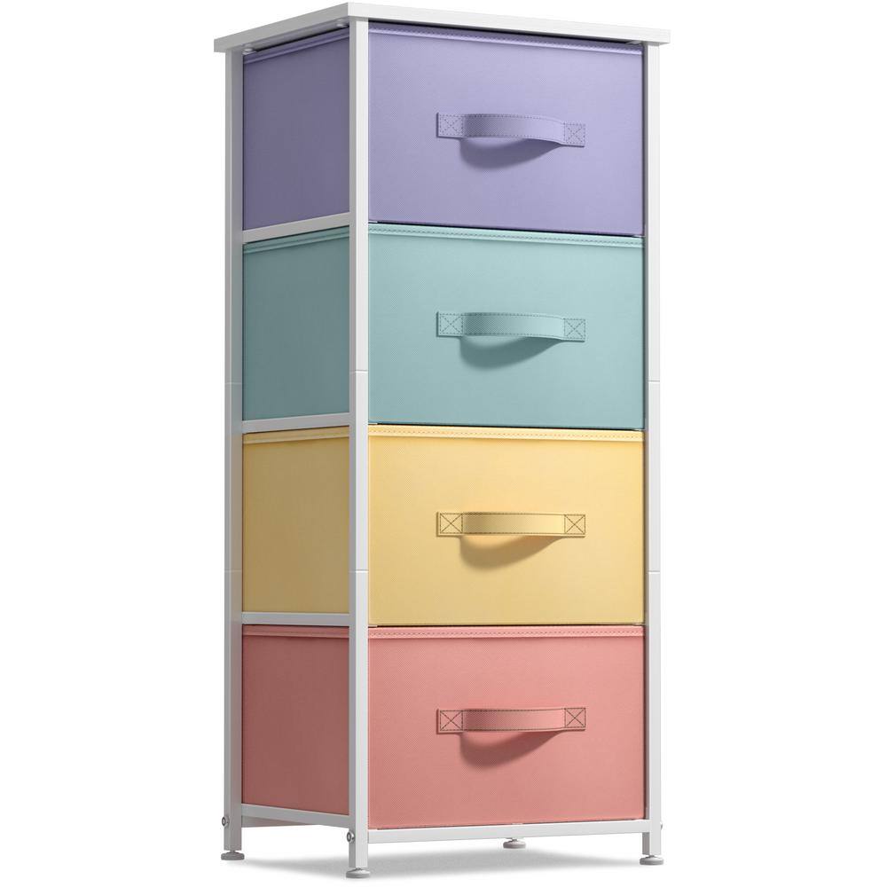 Drawer Multi-Colored Pastel Dresser Steel Frame Wood Top Easy Pull Fabric Bins 17.75 in. L x 11.87 in. W x 37.50 in. H 4 product image for price tracking