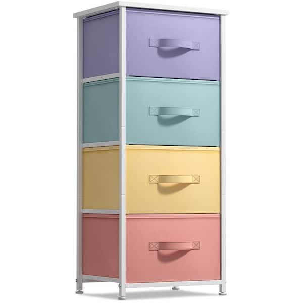 Sorbus Drawer Multi-Colored Pastel Dresser Steel Frame Wood Top Easy Pull Fabric Bins 17.75 in. L x 11.87 in. W x 37.50 in. H 4