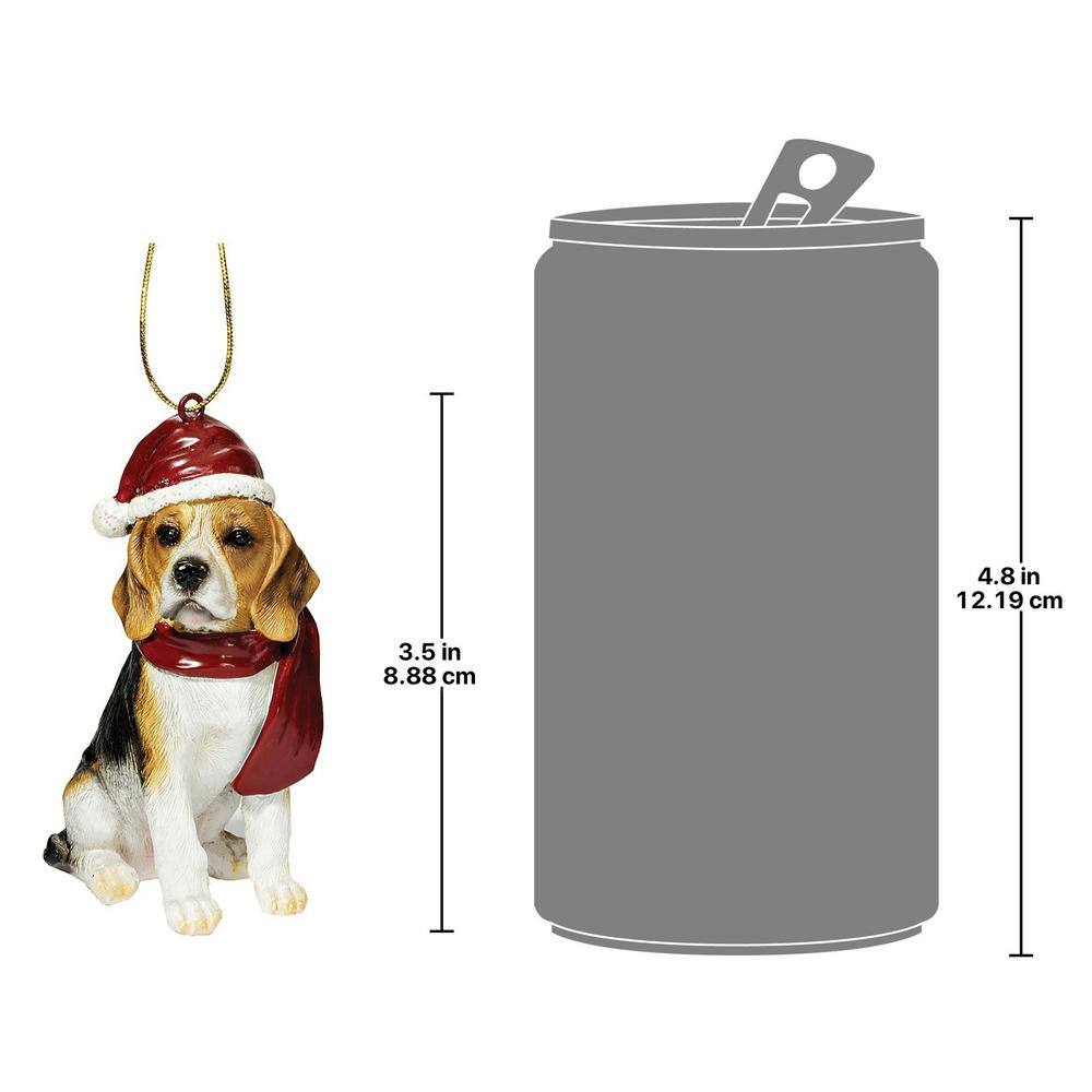 Festive Beagle Dog Ornament with Santa Hat and Scarf