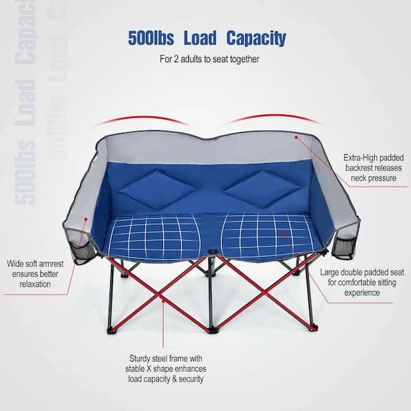 Misopily Blue Steel Folding Camping Chair with Bags and Padded