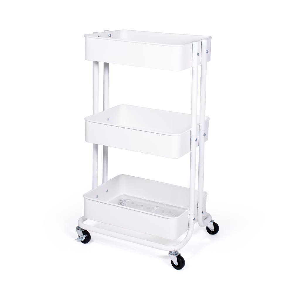 Humble Crew Essentials 3-Tier Metal Rolling Utility Cart with Wheels in ...