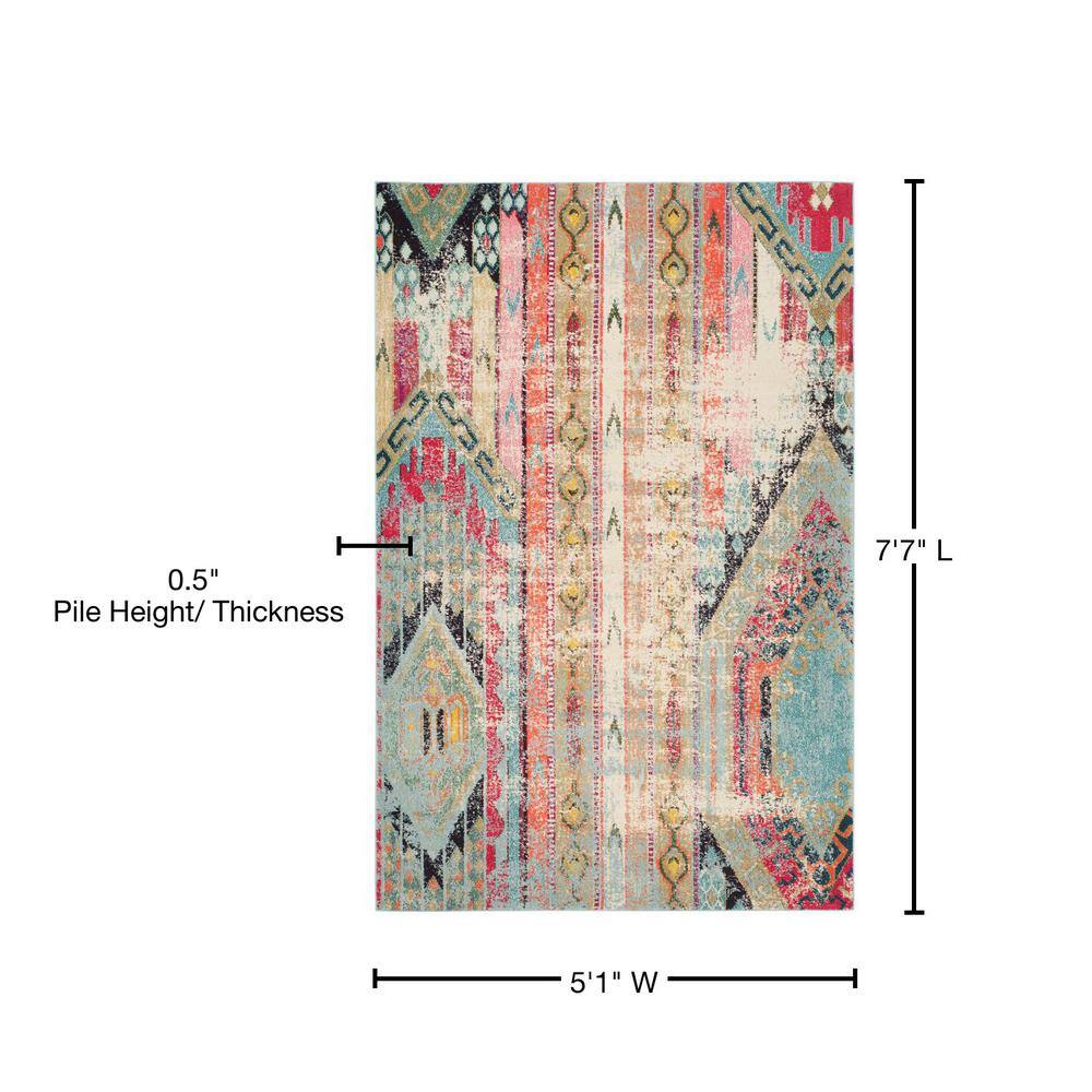 Multicolor Bohemian Synthetic Rectangular Area Rug
