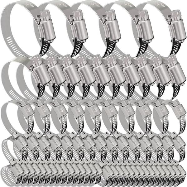 70 Pack Stainless Steel Hose Clamp Adjustable Assortment Kit, 8-64mm for Plumbing, Automotive, Garden, Home Applications