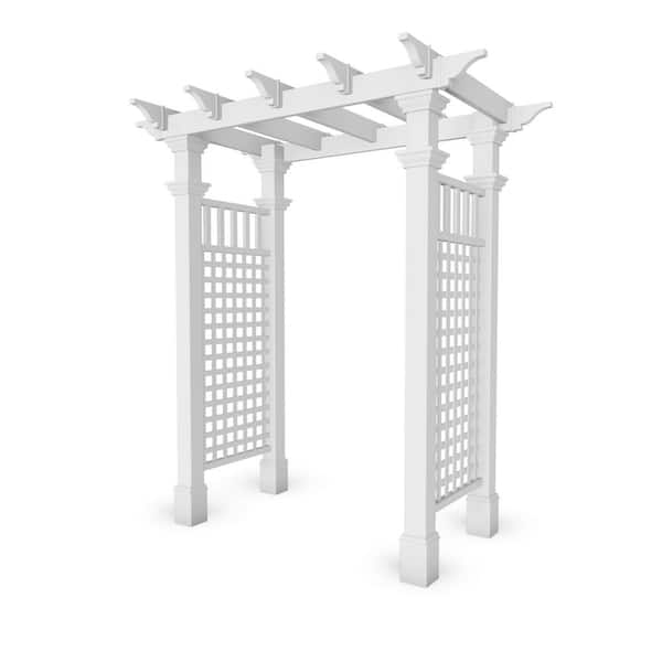 VITA Fairfield 58 in. x 86.5 in. White Vinyl Arbor with Trim Kit