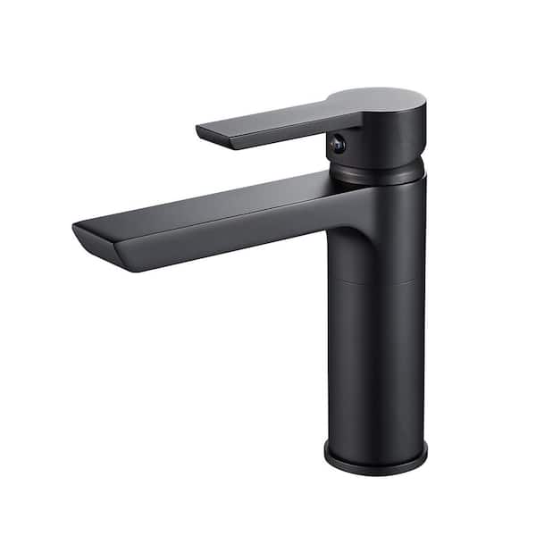 FURUISI Single Handle Single Hole Bathroom Faucet with Supply Lines and Spot Resistant in Matte Black