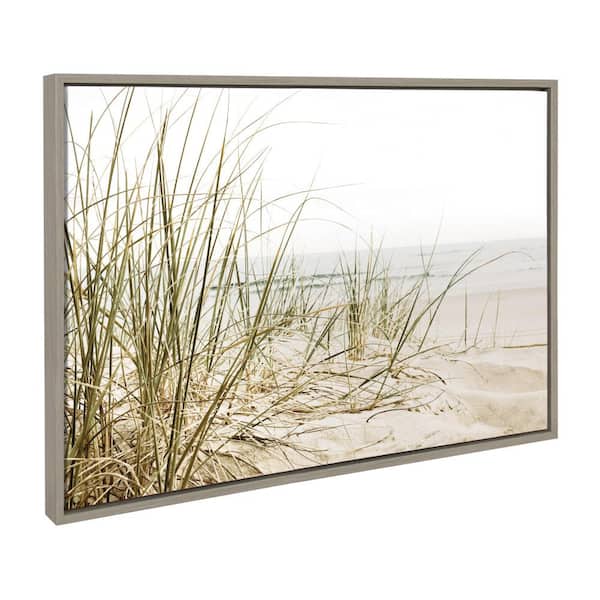 Kate and Laurel Sylvie Calming Beach Grass Framed Canvas by the Creative Bunch Studio (Set of 1) Nature Art Print 23.00 in. x 33.00 in.