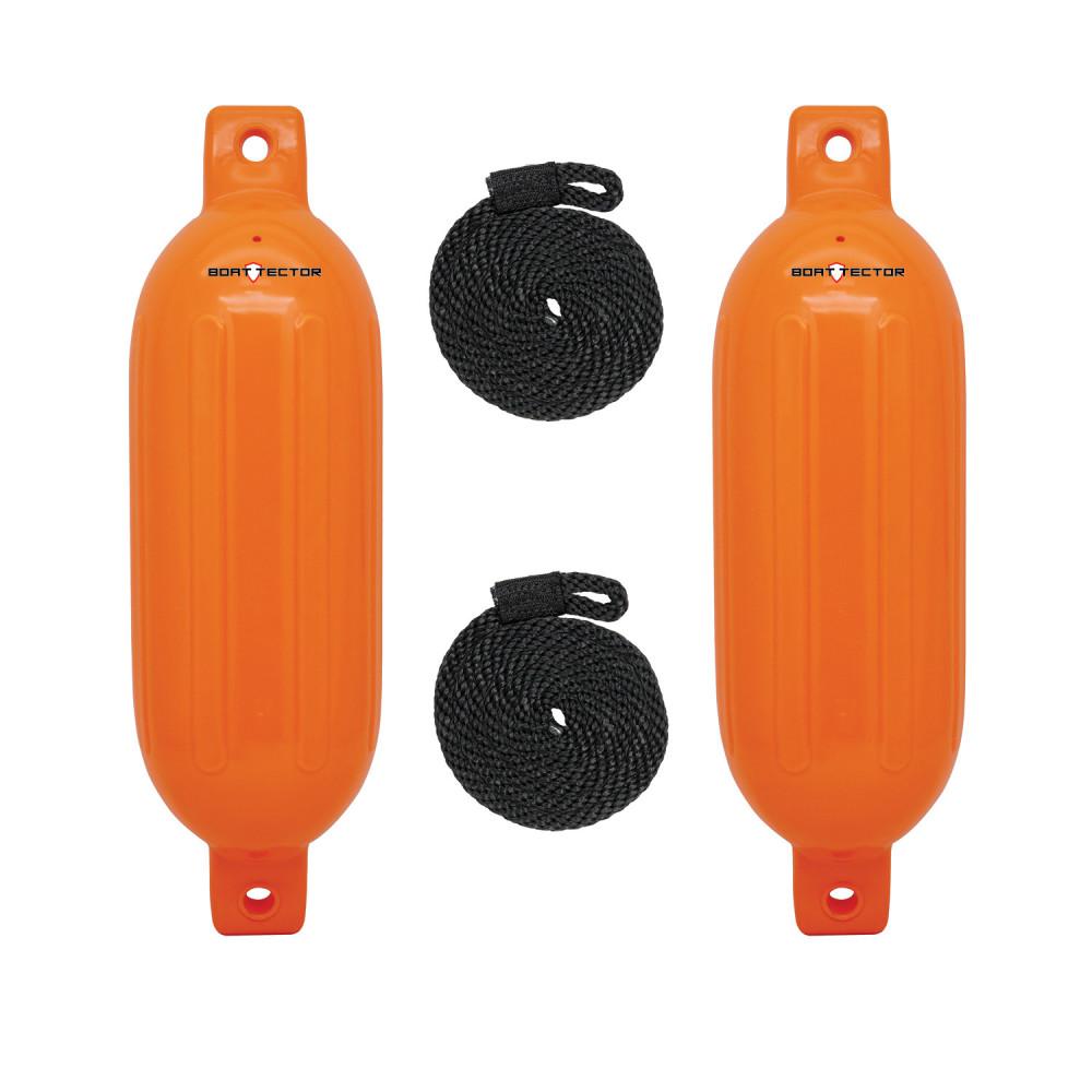 BoatTector Inflatable Fender Value 2-Pack - 6.5" x 22", Neon Orange