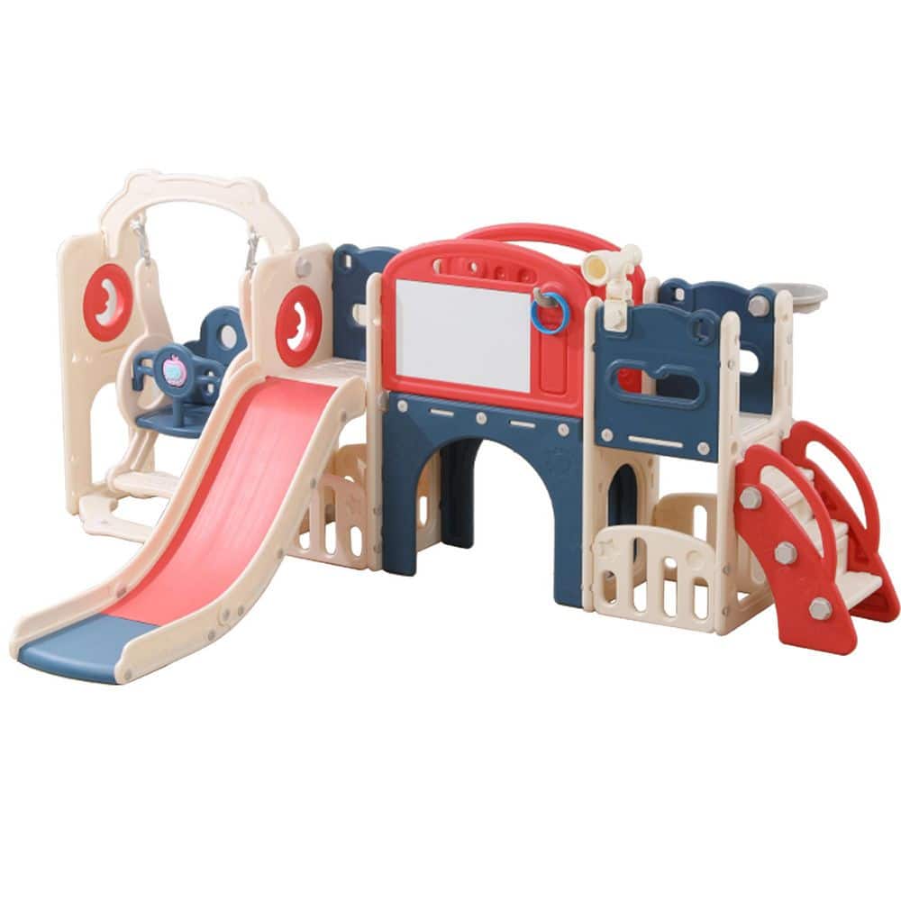 12-in-1 Toddler Playset Swing and Slide Combo with Basketball Hoop, Indoor Outdoor Climber for Ages 1-3 price history on PriceWatchPro