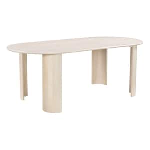 Risan Contemporary Oval Natural Mango Wood Top 81.9 in. W 4 Leg Dining Table (Seats 4)