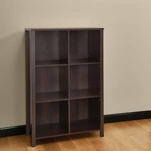 38 in. H x 26 in. W x 12 in. D Black Walnut Wood Look 6-Cube Storage Organizer