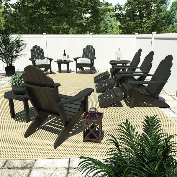 Highwood Classic Wesport Black 12-Piece Recycled Plastic Patio Fire Pit Seating Set
