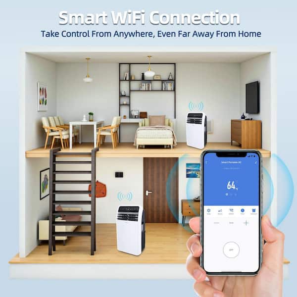 12,000 BTU (7,500 BTU DOE) Portable Air Conditioner Cools 400 sq. ft. Dehumidifier, 3 Fan Speeds & Smart Control