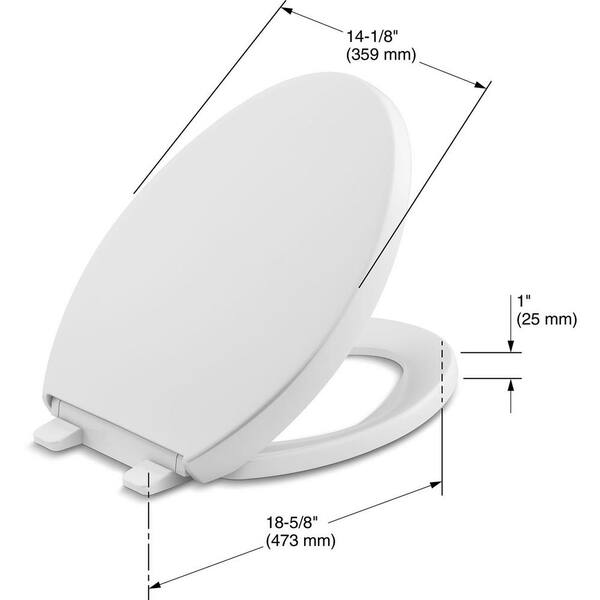 KOHLER K-4008-0 Reveal Quiet-Close with Grip-Tight Bumpers Elongated Toilet Seat 