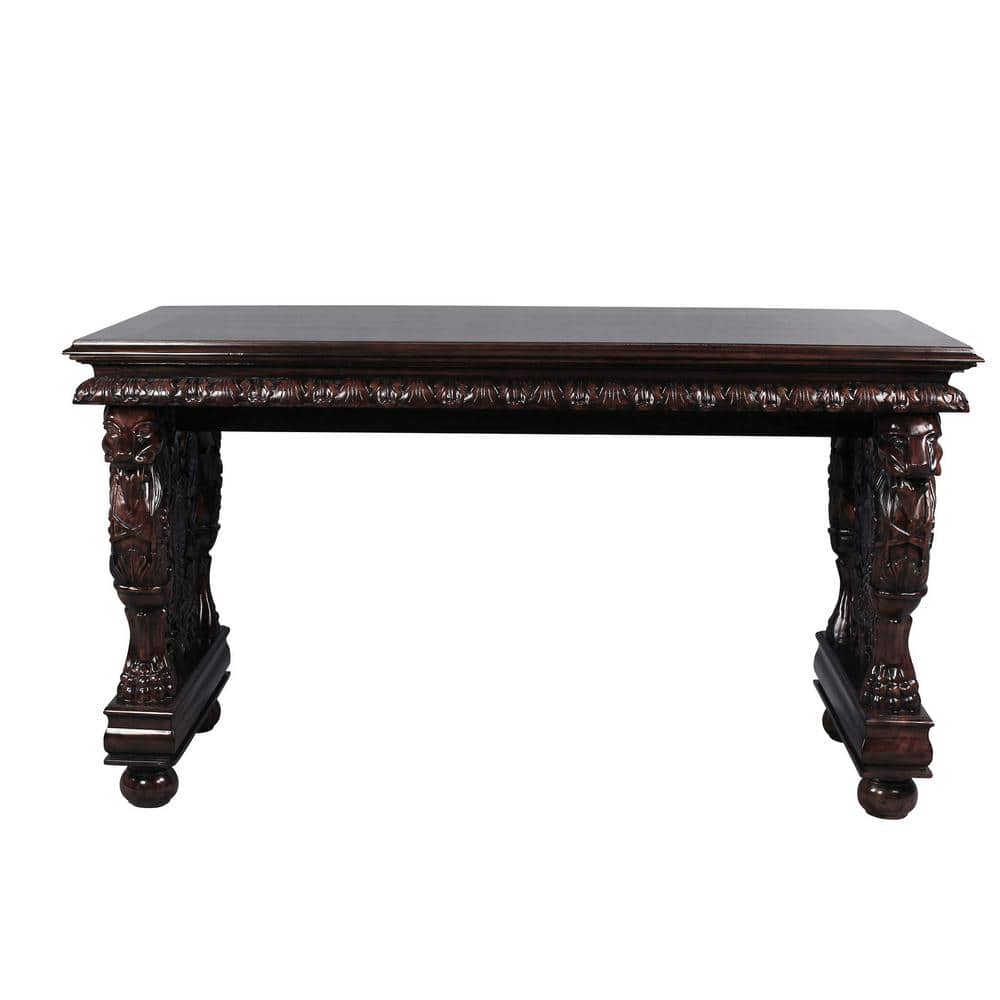 Gryphon Carved Mahogany 55'' Writing Desk in Brown