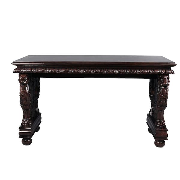 Design Toscano Effingham Gryphon 55 in. Brown Standard Rectangle Top Wood Library Table