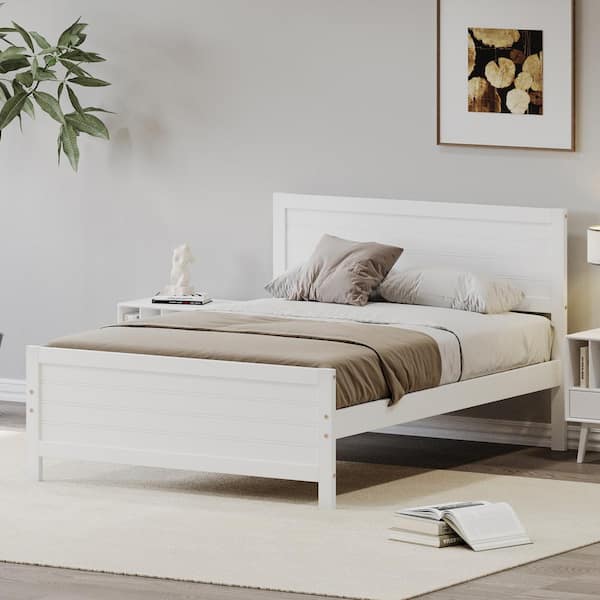 White slat bed frame discount