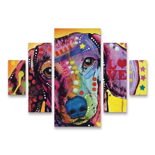Dean Russo Tilt Dachshund Love 5-Piece Panel Set Unframed Photography Wall Art 34 in. x 44 in.
