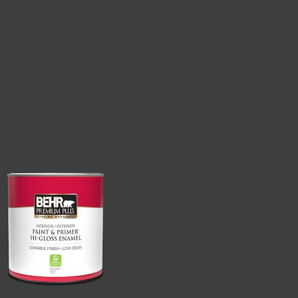 BEHR PREMIUM PLUS 1 qt. #T13-3 Black Lacquer Hi-Gloss Enamel Interior/Exterior Paint & Primer