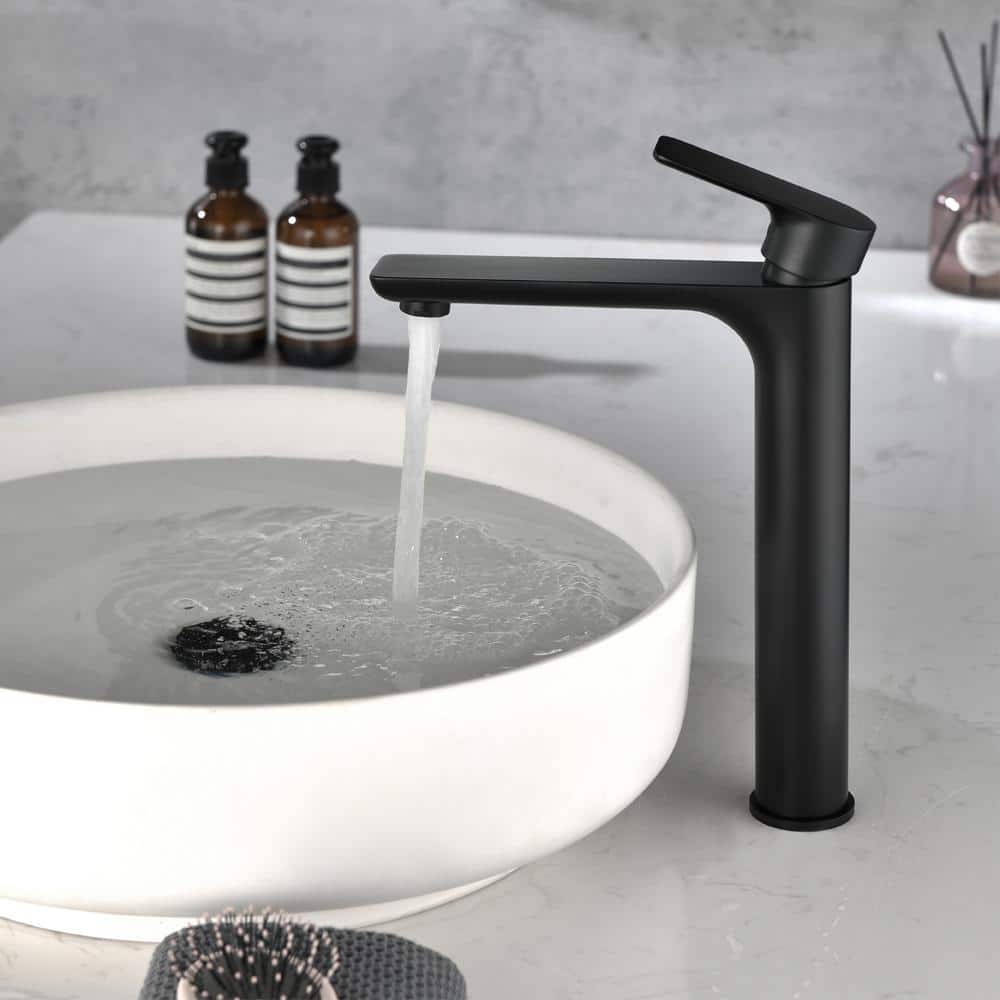 Matte Black Tall Single Handle Bathroom Faucet